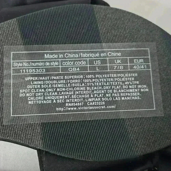 NWOT Victoria's Secret Black Satin Bow Pearl Heart Slippers sz L 9/10 NEW - Picture 6 of 10